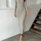 Women Spring Autumn Solid Color Bodycon Knit Dress Long Sleeve Crew Neck Ribbed Dress Slim Fit Long Dress for Effortless Elegance